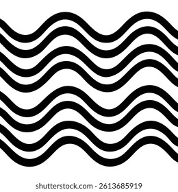 Abstract black and white wavy lines pattern background.