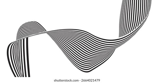 Fondo ondulado blanco y negro Abstractas de las líneas
