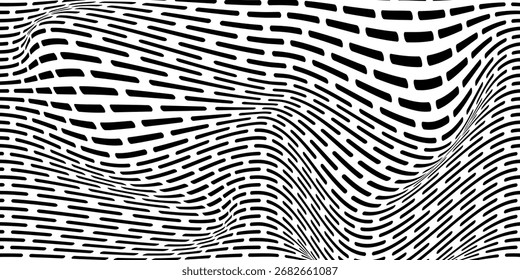 Líneas onduladas blancas y negras Abstractas que crean ilusión óptica