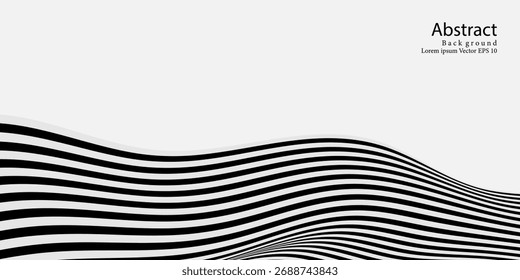 Plano de fundo abstrato de linhas onduladas em preto e branco. Design moderno na moda em Vetor Illustration