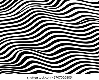 Linhas onduladas abstratas pretas e brancas criando padrão.