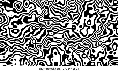 Abstract Black and White Wavy Lines Swirls Optical Illusion Background