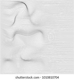 Abstract black and white wavy stripes, vector background illustration
