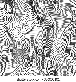 Abstract black and white wavy stripes vector background