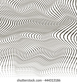 Abstract black and white wavy stripes vector background
