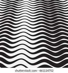 Abstract black and white wavy stripes background