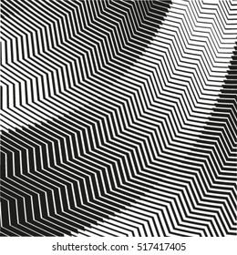 Abstract black and white wavy stripes vector background