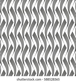 Abstract black and white wavy stripes vector background.
