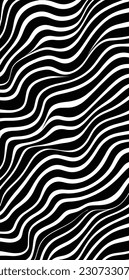 an abstract black and white wavy wave pattern, in the style of flat backgrounds, paul rand, black background, clean and simple designs, shaped canvas, dark humor graphic prints, horizontal stripes