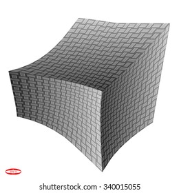 abstract black white wicker cube with structure texture isolated on white background. vector illustration