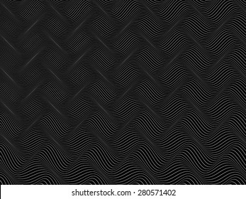 abstract black and white wireframe distortions, vector rhythmic composition 