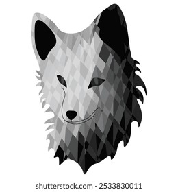 Abstractas lobo blanco y negro aislado fondo blanco. Diseño de Plantilla de zorro ártico de baja poli geométrico de moda. Logo del Día Nacional de la Vida Silvestre del Vector.