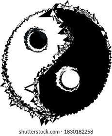 Abstract black and white ying yang sign