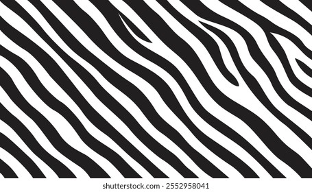 Padrão de faixa de zebra preto e branco abstrato. Padrão preto e branco inspirado em zebra elegante, perfeito para fundos, texturas, moda ou elementos de design com uma estética moderna