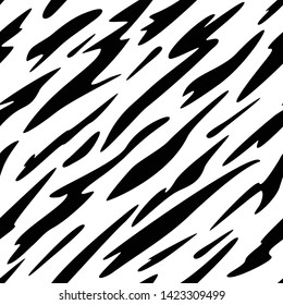 Abstract Black and White Zebra Stripes Seamless Repeating Pattern Vector Illustration