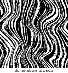 Abstract black and white zebra wavy seamless pattern