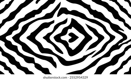 Abstract Black and White Zebra-Style Pattern. Dynamic black and white abstract pattern inspired by zebra stripes, ideal for backgrounds, textures, or design projects
