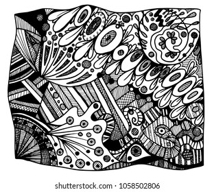 Abstract black and white zentangle