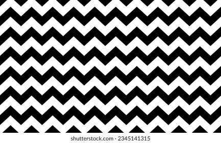 Abstract black and white zigzag chevron background. Vector geometric monochrome striped wallpaper.