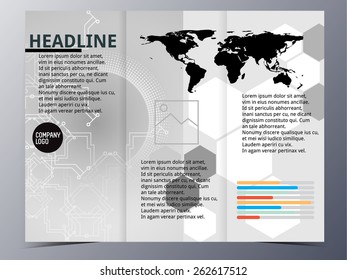 abstract black and whitel geometric pattern brochure design template vector mock up for use as company anual report, poster,flyer


