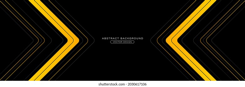 Abstract black wide horizontal banner background and arrows   angles  gray   yellow lines element  Modern simple yellow orange gradient arrows creative design  Futuristic technology concept