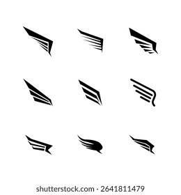 Abstract Black Wing Designs Logo, Icon, Symbol Set
