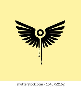 abstract black wings with drop liquid vector illustration