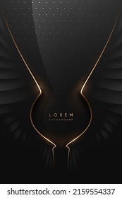 Abstract black wings with golden lines