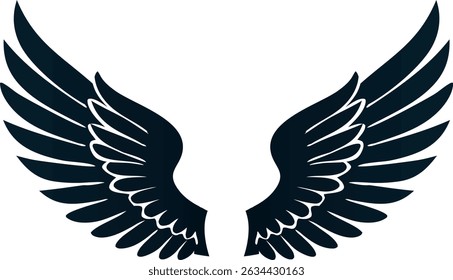 Abstract Black Wings Isolated Vector Design