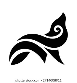 Silhueta de uivação de forma de lobo preto abstrato
