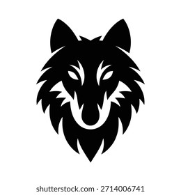 Mascota Abstractas de cabeza de lobo negro con detalle de piel afilada