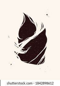 Abstract black woman face. Cosmic art with hair covering girl silhouette. Double exposure portrait with night starry sky. Vector illustration with female hairstyle. Blue, red and white stars in space