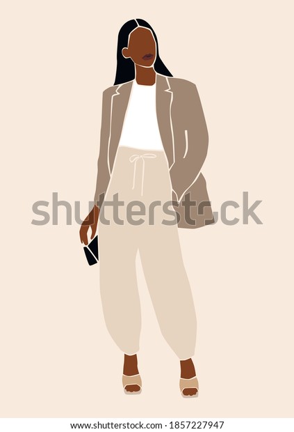 Abstract Black Woman Fashion Girl Portrait Stock Vector (Royalty Free ...