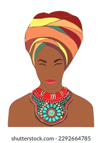 Abstract Black Woman Portrait vector on white.
