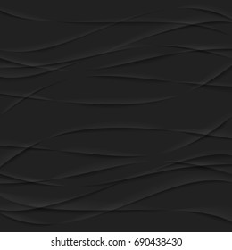 Abstract Black Wrinkled Paper Background Texture. Modern Vector Illustration.