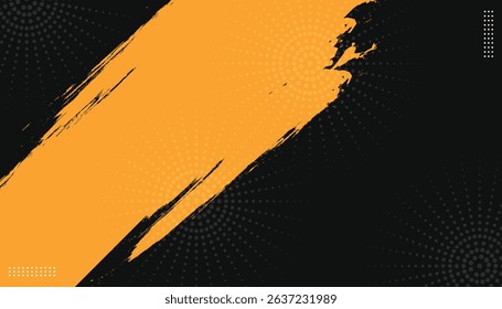 Abstract black and yellow background with grunge and halftone texture background. Vector illustration