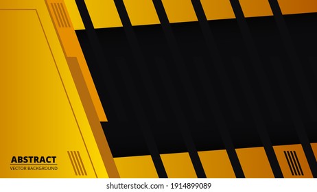 Abstract black and yellow background with orange line on blank space. Futuristic bright modern technology banner. Ratio 1920x1080 full hd, vector illustration.
