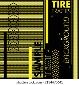 Abstract black and yellow background with tire tracks sample text and design elements