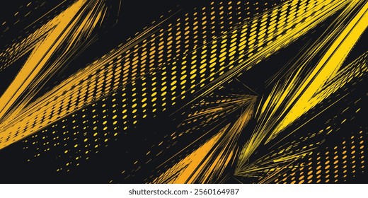Abstract black and yellow background with tire tracks. eps 10