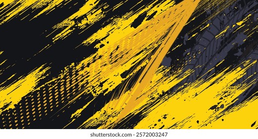 Abstract black and yellow background with tire tracks.. vector illustration eps 10