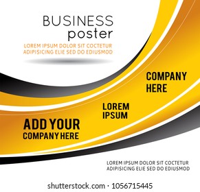 Abstract black and yellow background with wave - brochure design or flyer