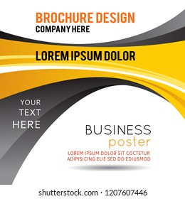 Abstract black and yellow background with wave - brochure design or flyer