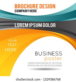 Abstract black and yellow background with wave - brochure design or flyer