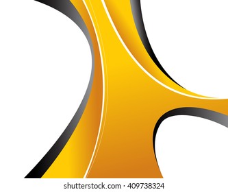 Abstract black and yellow background with wave - brochure design or flyer