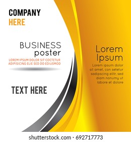 Abstract black and yellow background with wave - brochure design or flyer