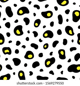 Abstract black and yellow blob shape background. Vector modern seamless pattern. Great for wallpaper, web background, wrapping paper, fabric, packaging, greeting cards, invitations and more.