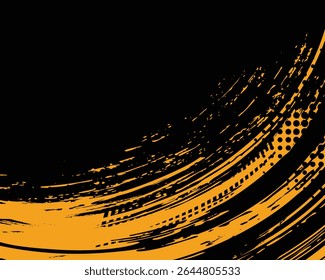 Abstract black yellow brush stroke texture background