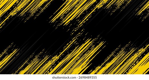 Abstractas negro y amarillo combinación sucio fondo grunge. Puntos de semitono modernos. Diseño grunge simple. Vector EPS 10.