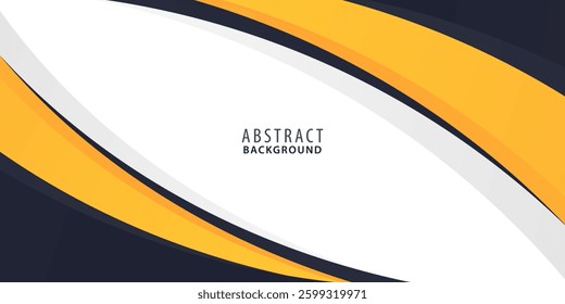 Abstract black and yellow curve or wave shapes on white background. Black yellow silver gradient white box rectangle abstract background vector presentation design.