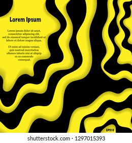 Abstract black and yellow cut paper background with sample text